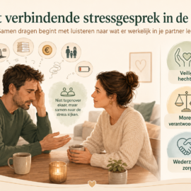 Het verbindende stressgesprek in de liefde: Samendragen begint met luisteren naar wat er werkelijk in je partner leeft Het verbindende stressgesprek in de liefde: Samendragen begint met luisteren naar wat er werkelijk in je partner leeft